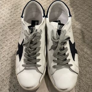 Golden Goose Men’s Leather Upper Suede Star Kuroki Heel White/Dark Blue/Night Bl